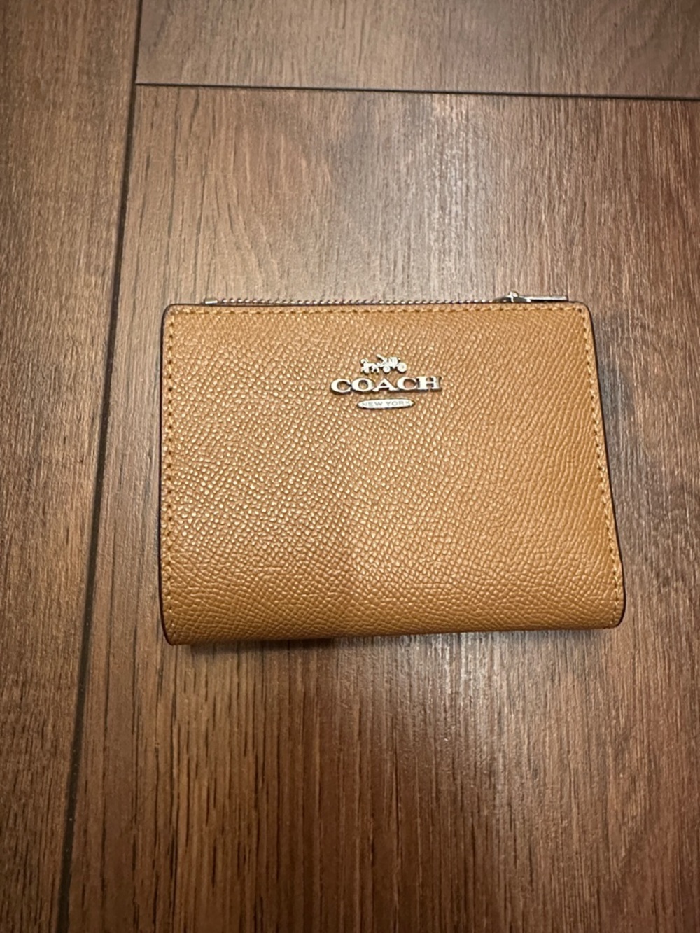 Coach Pebbled Leather Bifold Wallet in Saddle